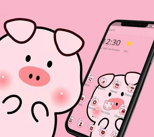 Pink Cute Cartoon Piggy Theme 1 تصوير الشاشة