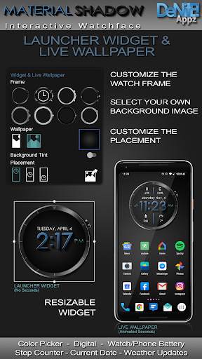 Material Shadow HD WatchFace Widget Live Wallpaper screenshot 3
