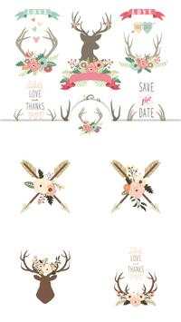 Wedding Floral Antler Stickers 4 تصوير الشاشة