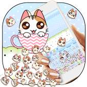 Cute 3D Cup Cat Keyboard Theme 10001009