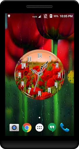 Red Poppy Clock Live Wallpaper screenshot 1