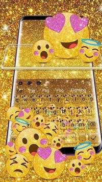 Golden Glitter Emoji Keyboard Theme screenshot 1