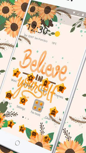 Yellow Daisy Believe Yourself Theme screenshot 3