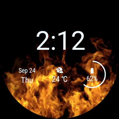 Flames Watch Face - Wear OS Smartwatch - Animated screenshot 7