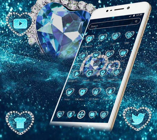 Blue diamond love heart theme screenshot 2
