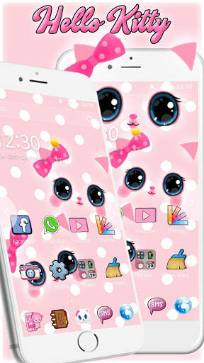 Hello Princess Kitty Pink Cute Cartoon Theme screenshot 1