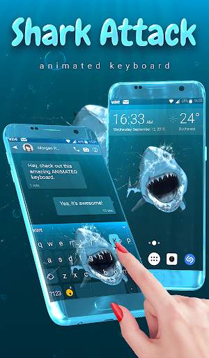 Shark Attack Animated Keyboard   Live Wallpaper screenshot 1