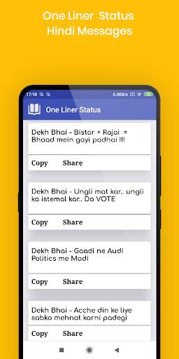 One Liner English Hindi Status Quotes Ads Free screenshot 4