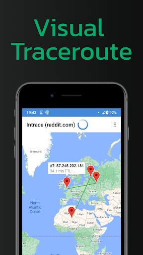 Intrace: Visual traceroute screenshot 1