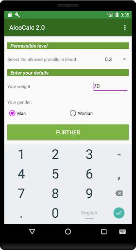 Breathalyzer test (alcohol calculator) AlcoCalc screenshot 1