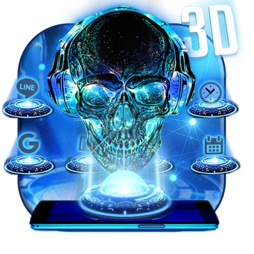Neon Tech Skull Themes HD Wallpapers 3D icons 1.0