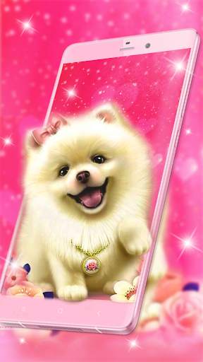Cute Fluffy Puppy Live Wallpaper screenshot 1