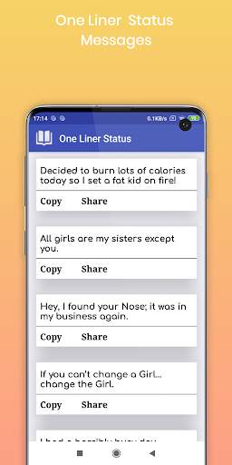 One Liner English Hindi Status Quotes Ads Free screenshot 5
