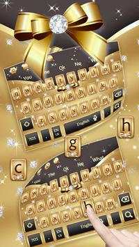 Silver Diamond Gold Ribbon Keyboard Theme screenshot 3