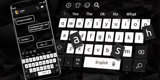 Black White SMS Keyboard Theme screenshot 5