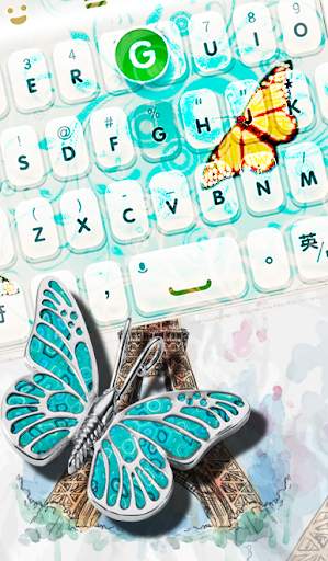 Turquoise Diamond Butterfly Keyboard Theme screenshot 1