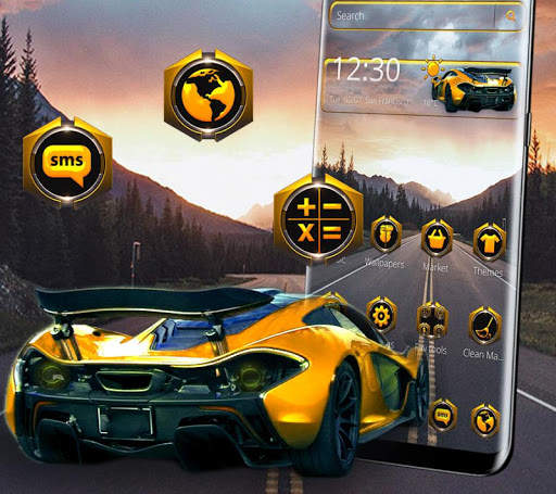 Cool Classic Yellow Car Theme screenshot 3