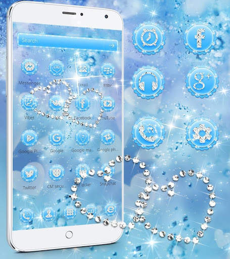 Blue Diamond Glitter Theme Wallpaper screenshot 2