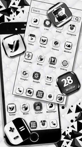 Black, N, White Theme & Live Wallpaper screenshot 2