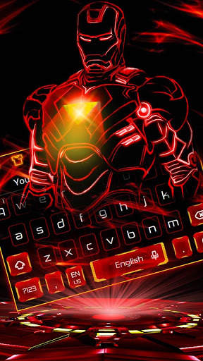 Neon Red Iron Hero Keyboard Theme screenshot 1