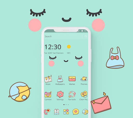 Tema Biru Lucu Kartun Manis screenshot 3