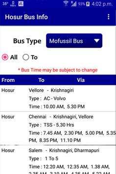 Hosur Bus Info screenshot 1