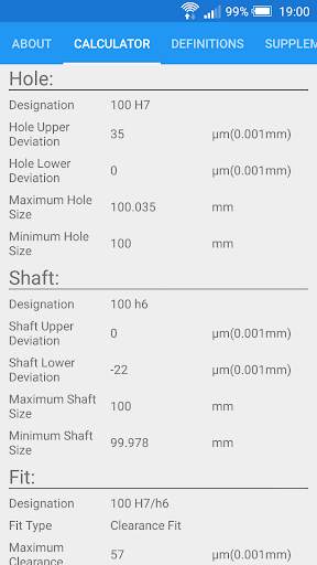 Fit Tolerance ISO screenshot 2