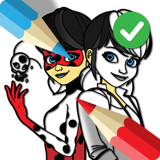lady bug coloring cartoon cat game icon