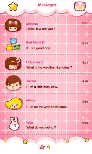 GO SMS LOVE CANDY MOCMOC THEME screenshot 3