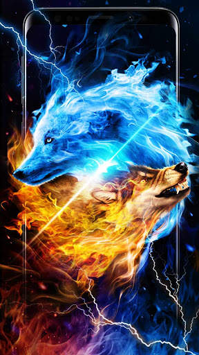 Ice Fire Wolf Wallpaper Themes screenshot 2