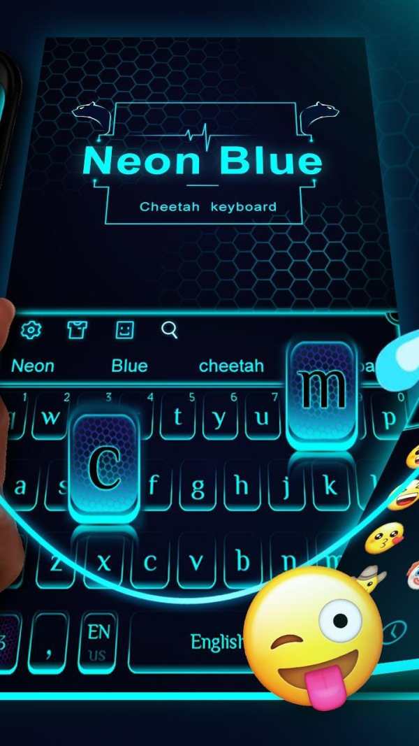 Neon Blue Cheetah Keyboard Theme screenshot 2