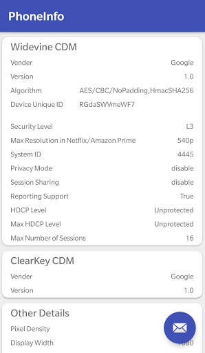 PhoneInfo: Basic, Widevine and ClearKey DRM Detail 2 تصوير الشاشة