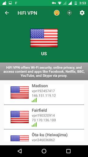HiFi VPN - Free Unlimited Fast VPN Servers screenshot 2