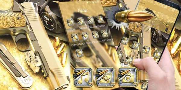 Golden Cool Bullet Gun Theme 4 تصوير الشاشة