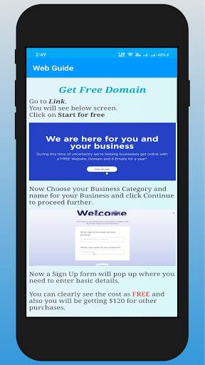 Web Guide - Free .com Domain screenshot 3