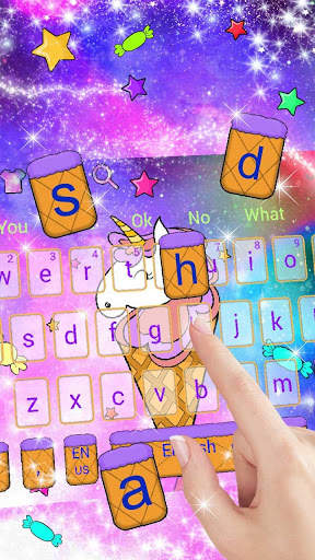 Galaxy Cute Unicorn Ice Cream Keyboard Theme screenshot 2