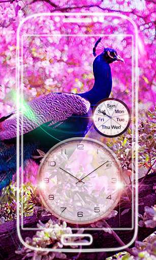 Peacock Clock Live Wallpaper screenshot 2