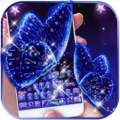 Blue Glitter Butterfly Keyboard Theme icon