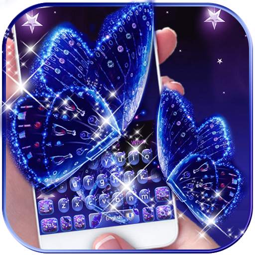 Blue Glitter Butterfly Keyboard Theme 10001001