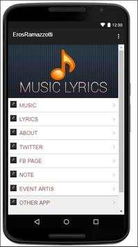 Eros Ramazzotti Music Lyrics screenshot 1