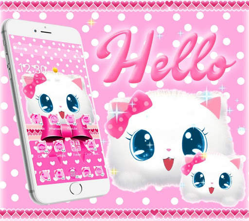 Cute Fluffy Kitten Pink Bow Theme screenshot 1