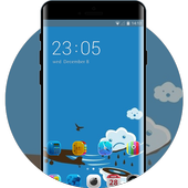 simple cloud blue theme icon