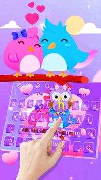 Purple Cute Love Birds Couple Keyboard Theme screenshot 1