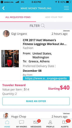 KNGRO - CONNECTING TRAVELERS AND SHOPPERS screenshot 4
