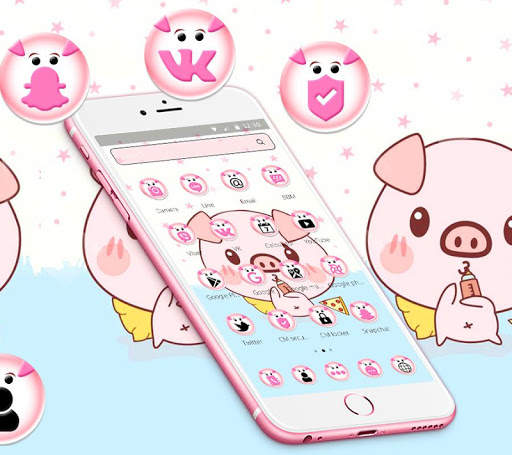 Cute Baby Pink Piggy Theme screenshot 3