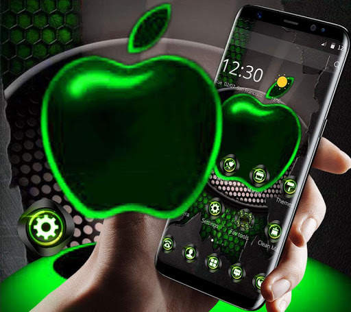 Green Neon Tech Apple Dark Theme screenshot 1