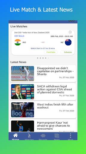 Cric Live - Live Cricket Score & News screenshot 1