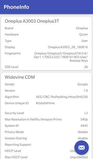 PhoneInfo: Basic, Widevine and ClearKey DRM Detail 1 تصوير الشاشة