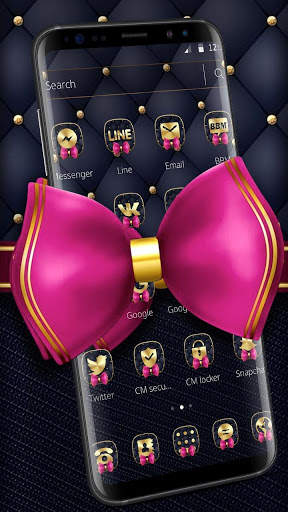Black Leather Pink Bowknot Theme 2 تصوير الشاشة