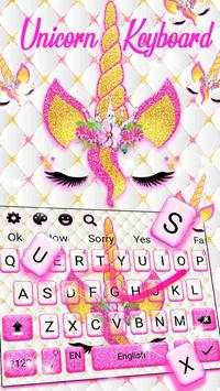 Pink Glisten Unicorn Cat Keyboard Theme screenshot 3
